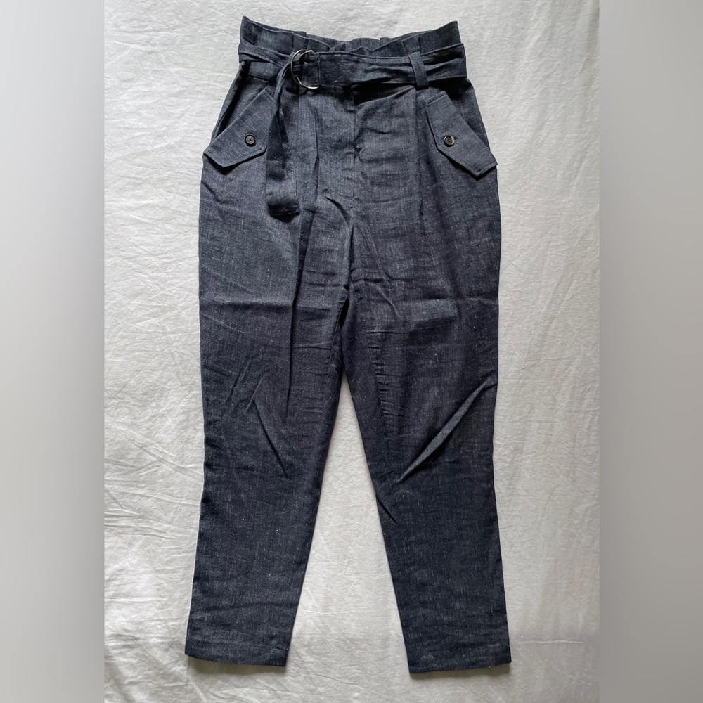 A.L.C. Tapered Belted Linen Trousers